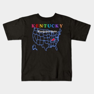 Kentucky, USA. Bluegrass State. With Map. Kids T-Shirt